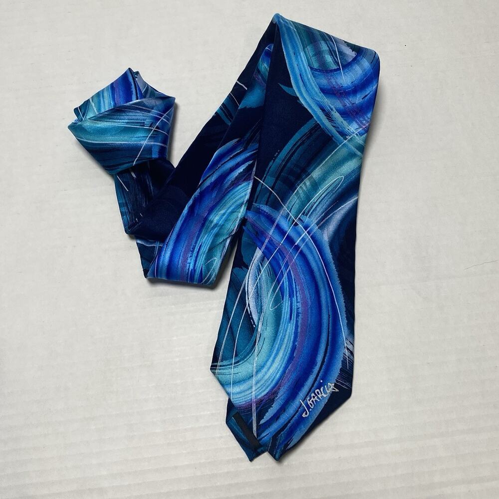 J Garcia Snake in Juggling Show Collectors Edition‎ Blue Neck Tie Abstract Artsy